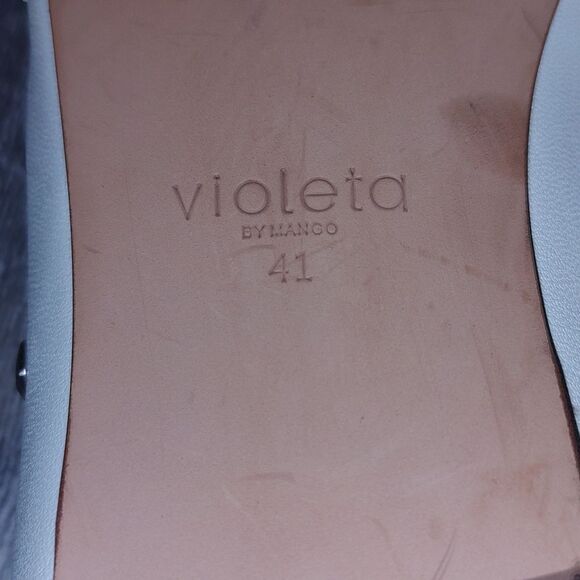 Violeta by Mango off white embellished studded flats  Sz 41 - Picture 7 of 7